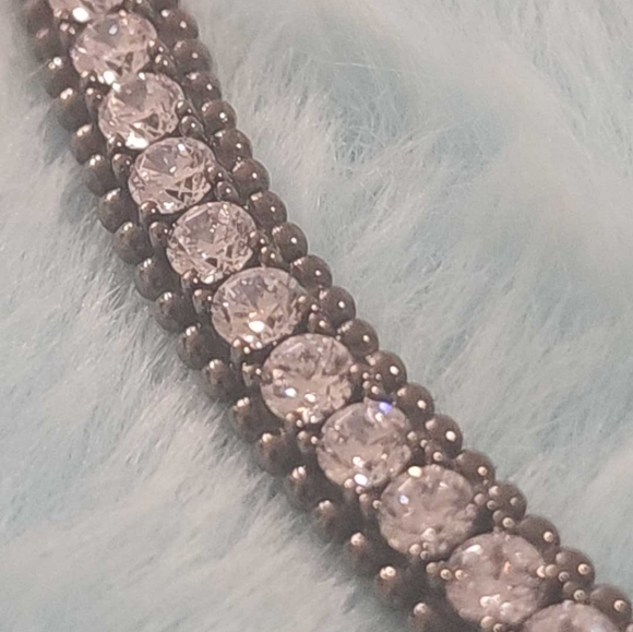 Black rodium over sterling CZ line bracelet - Picture 9 of 10